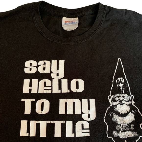 “Say Hello To My Little Friend” Gnome Black Graphic Tee Shirt Mens Small (34-36) - Picture 7 of 11